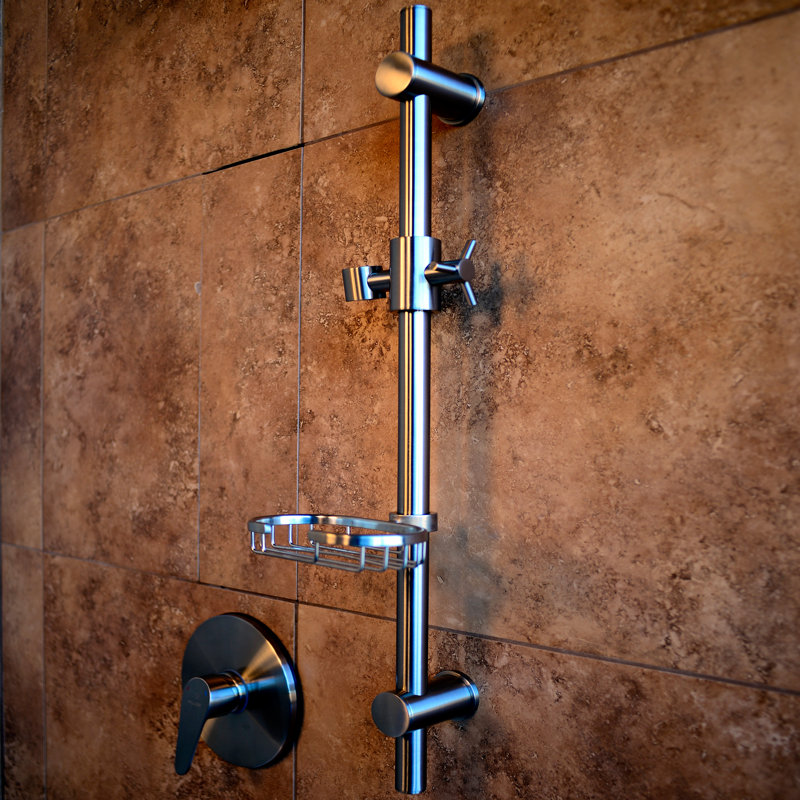 Pulse Shower Spas BrushedNickel Adjustable Slide Bar with Soap Dish